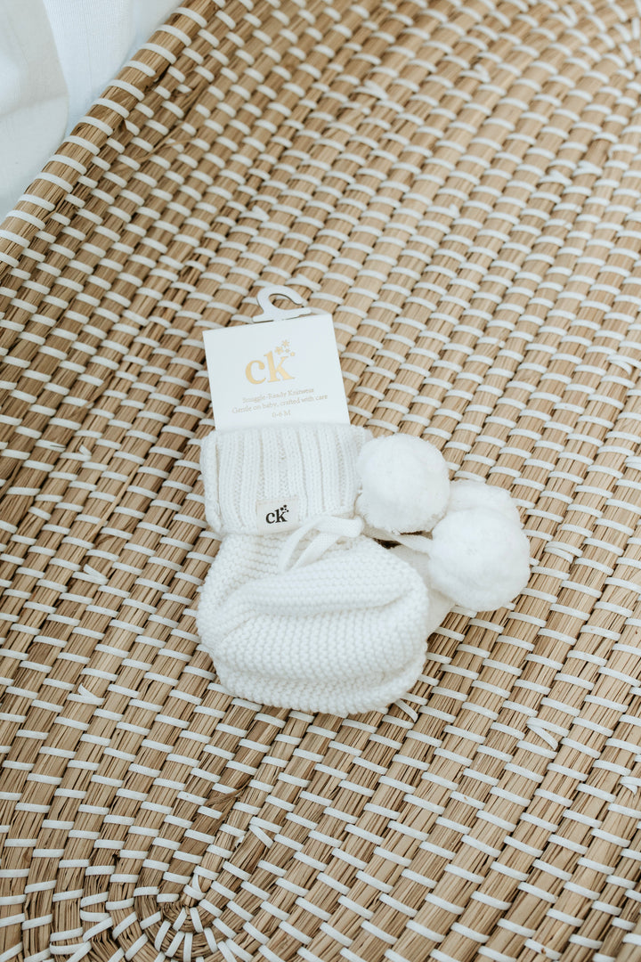 Baby Knit Booties | Milk Poms
