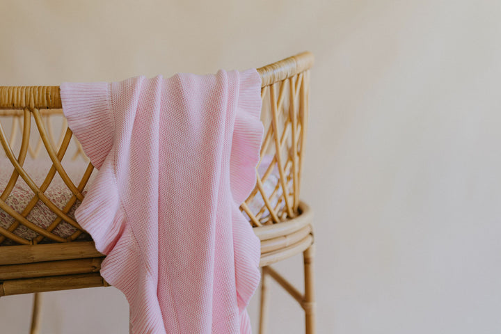 Frilly Knit Blanket | Soft Pink