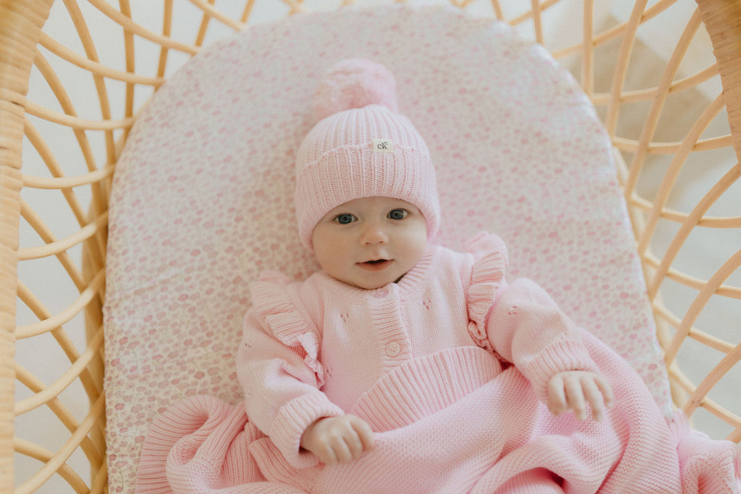 Scallop Knit Beanie | Soft Pink