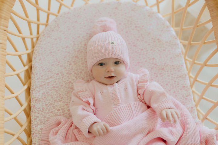 Scallop Knit Beanie | Soft Pink