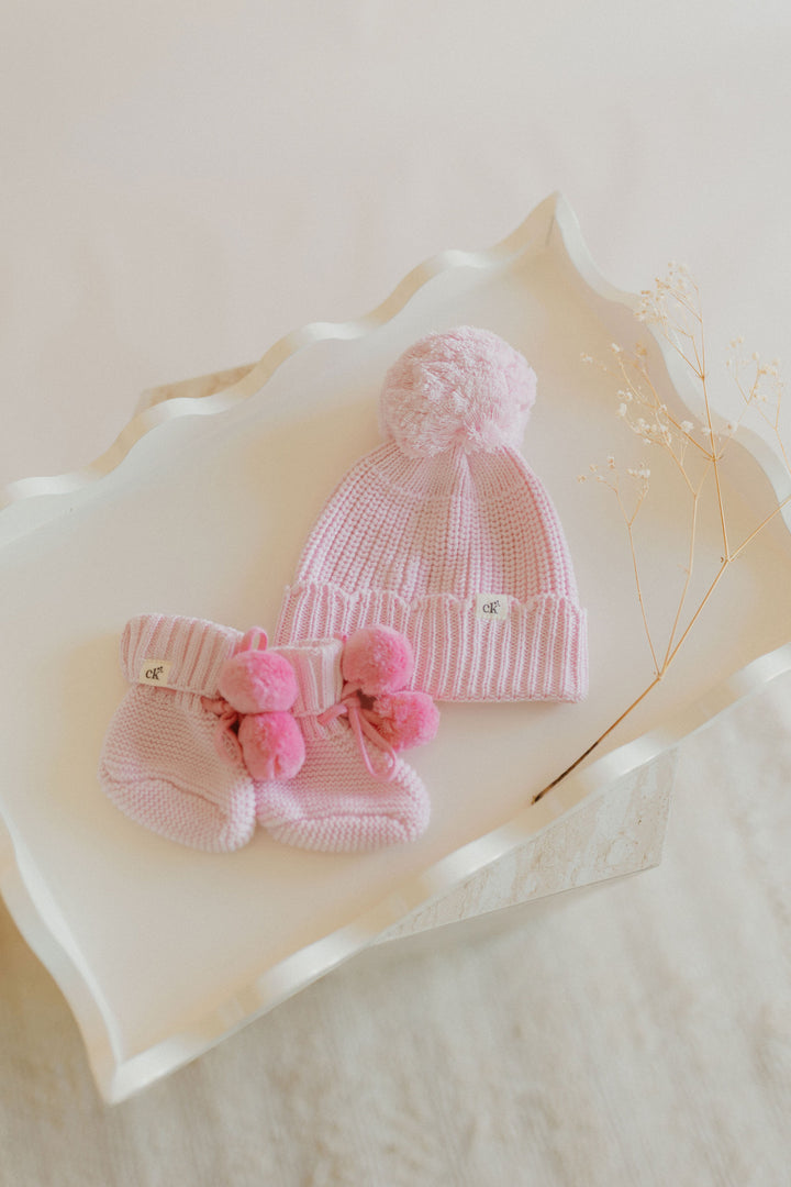 Scallop Knit Beanie | Soft Pink