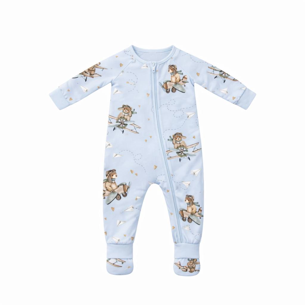 Aviator Teddy - Bamboo Zipsuit