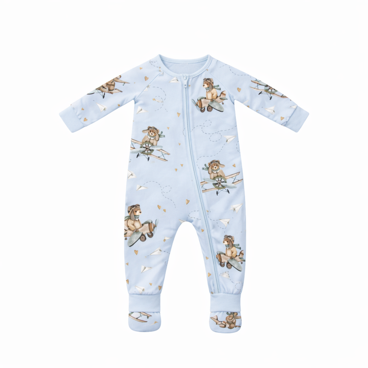 Aviator Teddy - Bamboo Zipsuit