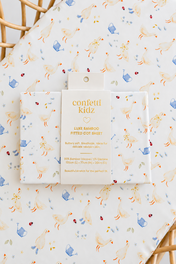 Country Goose | Fitted Bamboo Cot Sheet