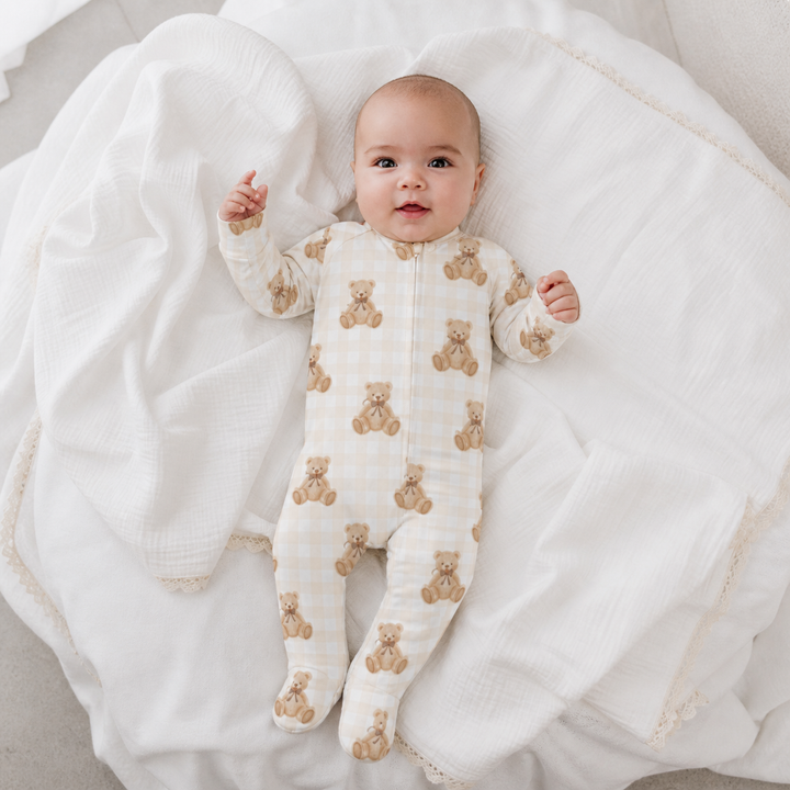 Gingham Teddy Zipsuit