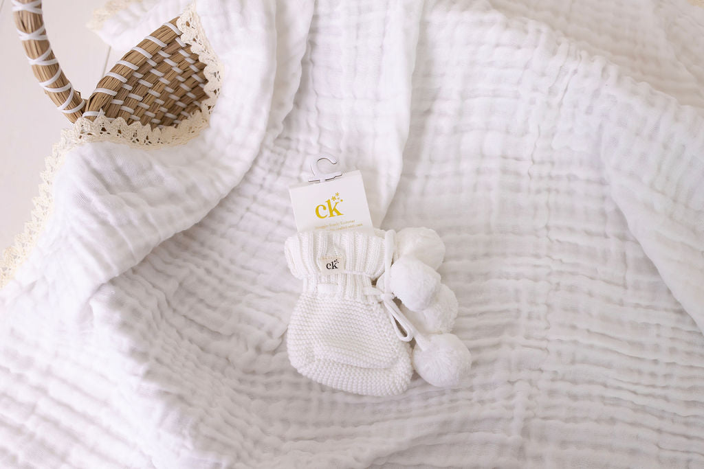 Baby Knit Booties | Milk Poms