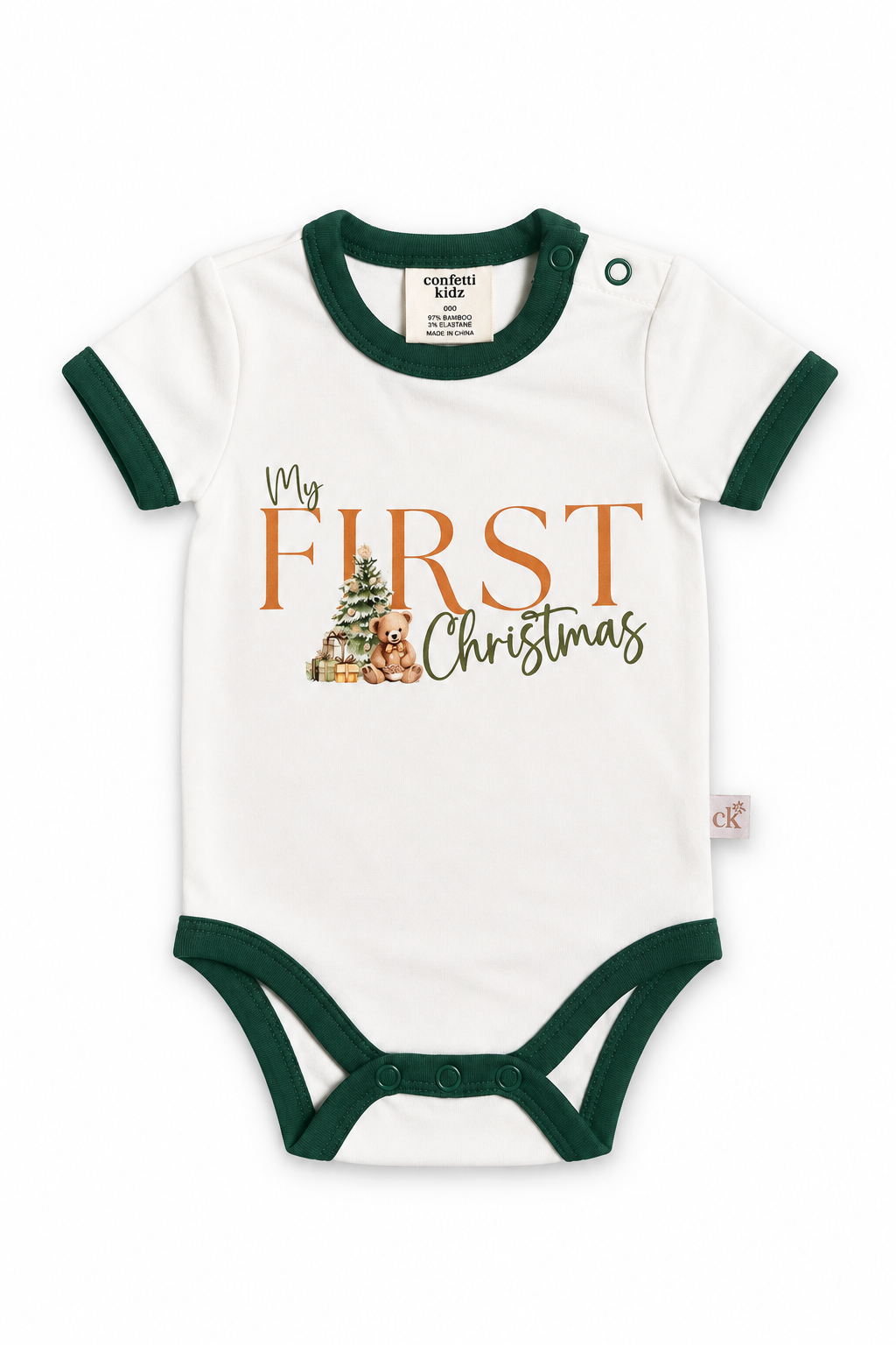 My First Christmas Teddy | Bamboo Bodysuit