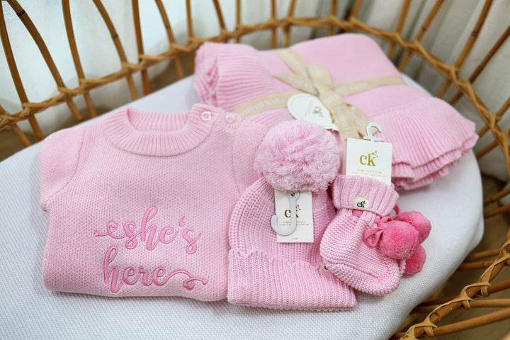 Frilly Knit Blanket | Soft Pink