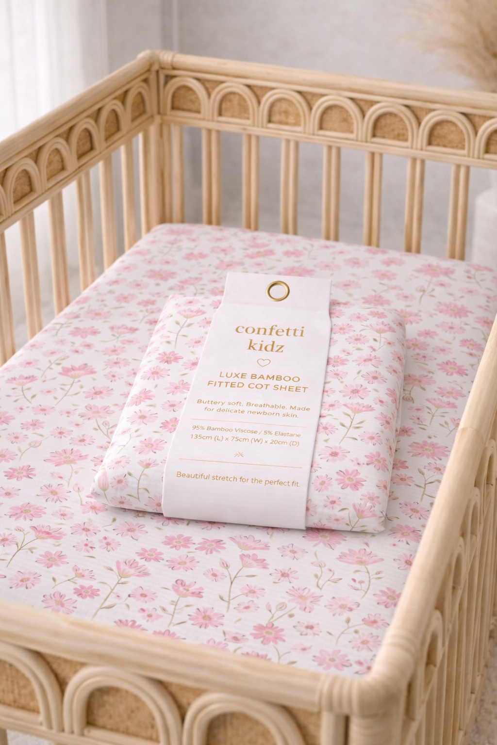 Seashell Bloom | Fitted Bamboo Cot Sheet