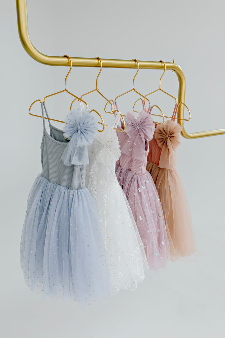 Ribbed Tulle Dress - Mauve Butterflies
