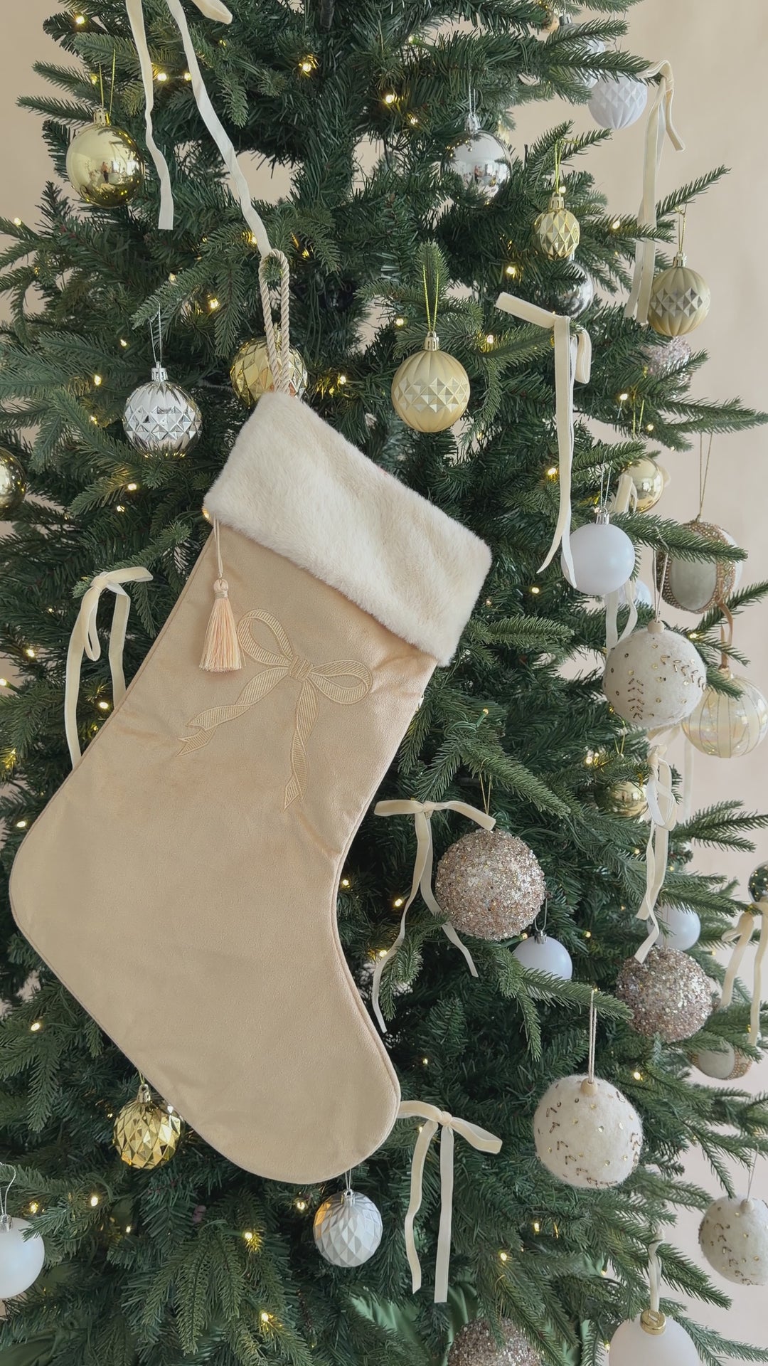 Heirloom Christmas Stocking | Gold Bow