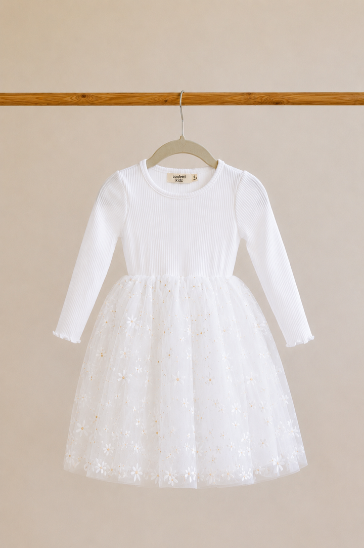 Golden Daisies - Long Sleeve Tulle Dress